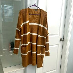 Yellow and white striped cardigan